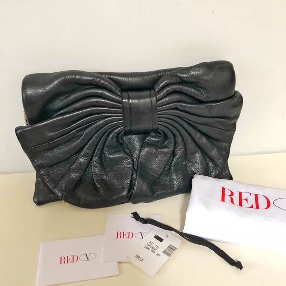 Valentino Handbags - Valentino Red leather bow clutch w chain strap